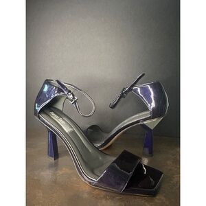 Franco Sarto Heeled Sandal 8.5 Formal Wedding Chic Patent Purple Silver Remedy